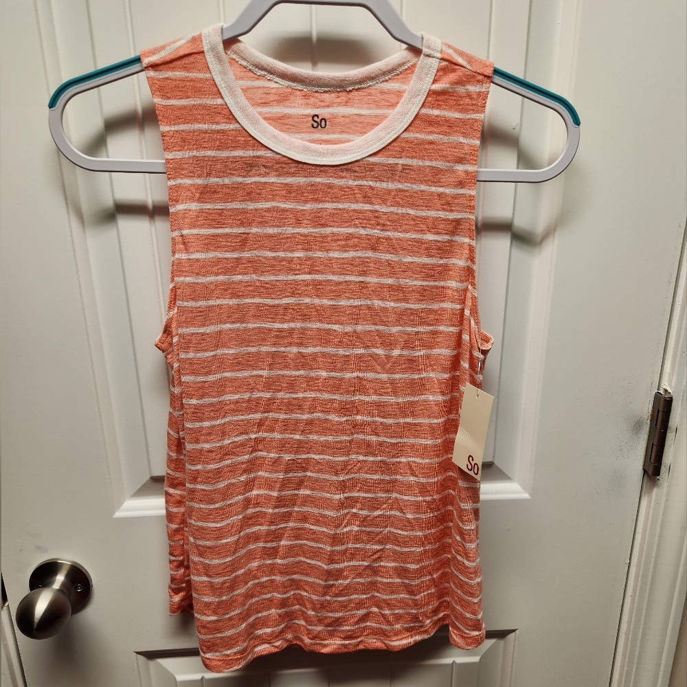 NWT medium SO peach striped tank top